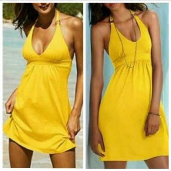 yellow halter sundress